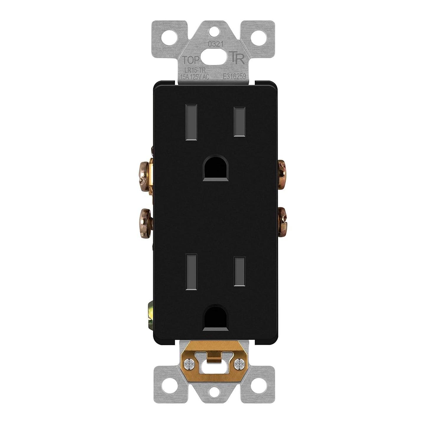 Enerlites 61501-TR-W Residential Grade Tamper Resistant 15A Duplex Receptacle, White