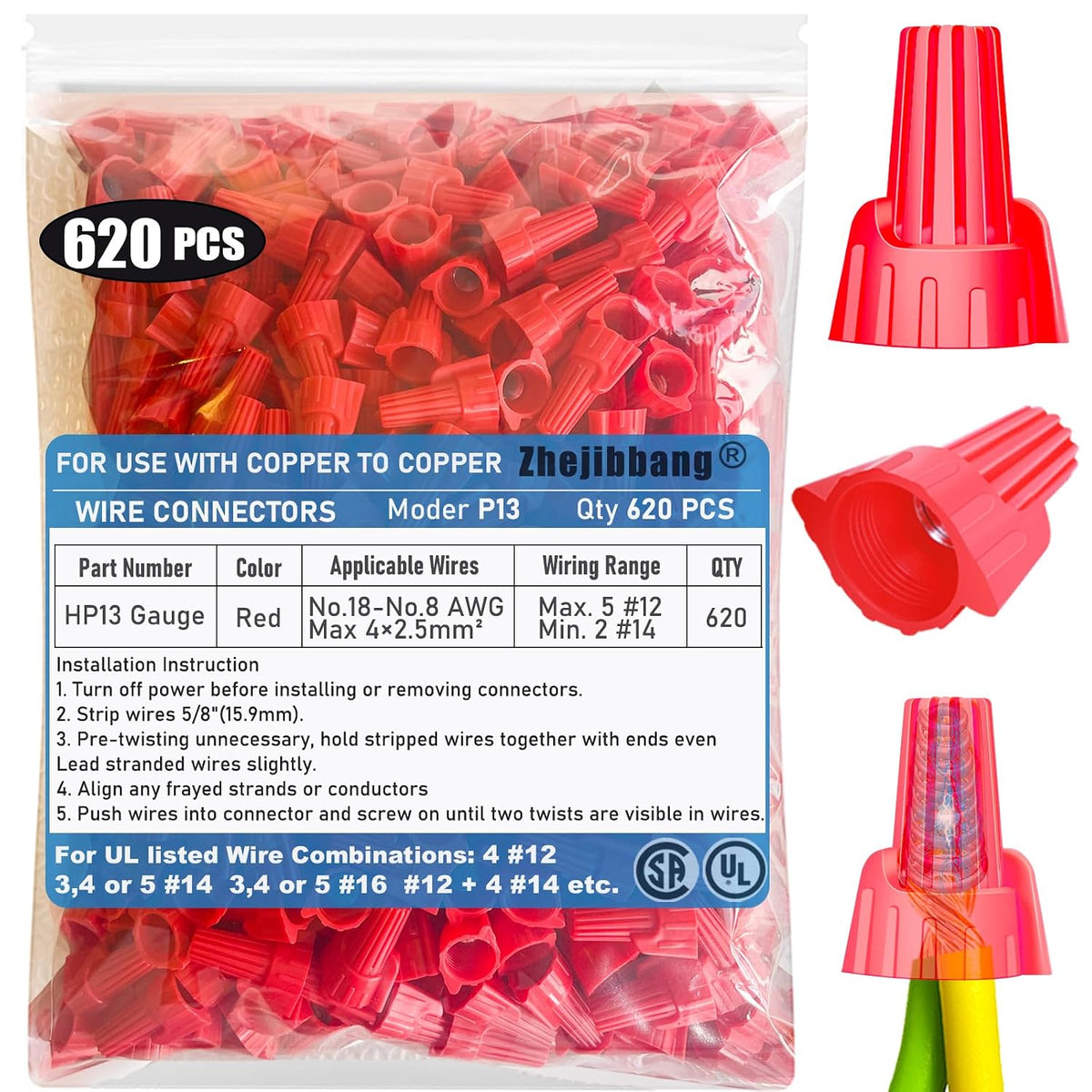WIRE NUT BAG ORANG 100 PC