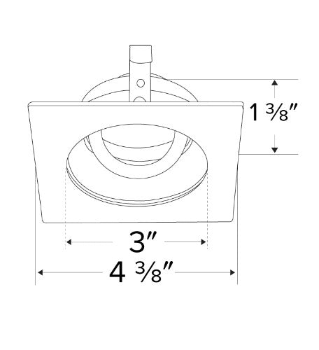Elco Lighting ELK3329W Pex 3" Square Adjustable Reflector Trim, White