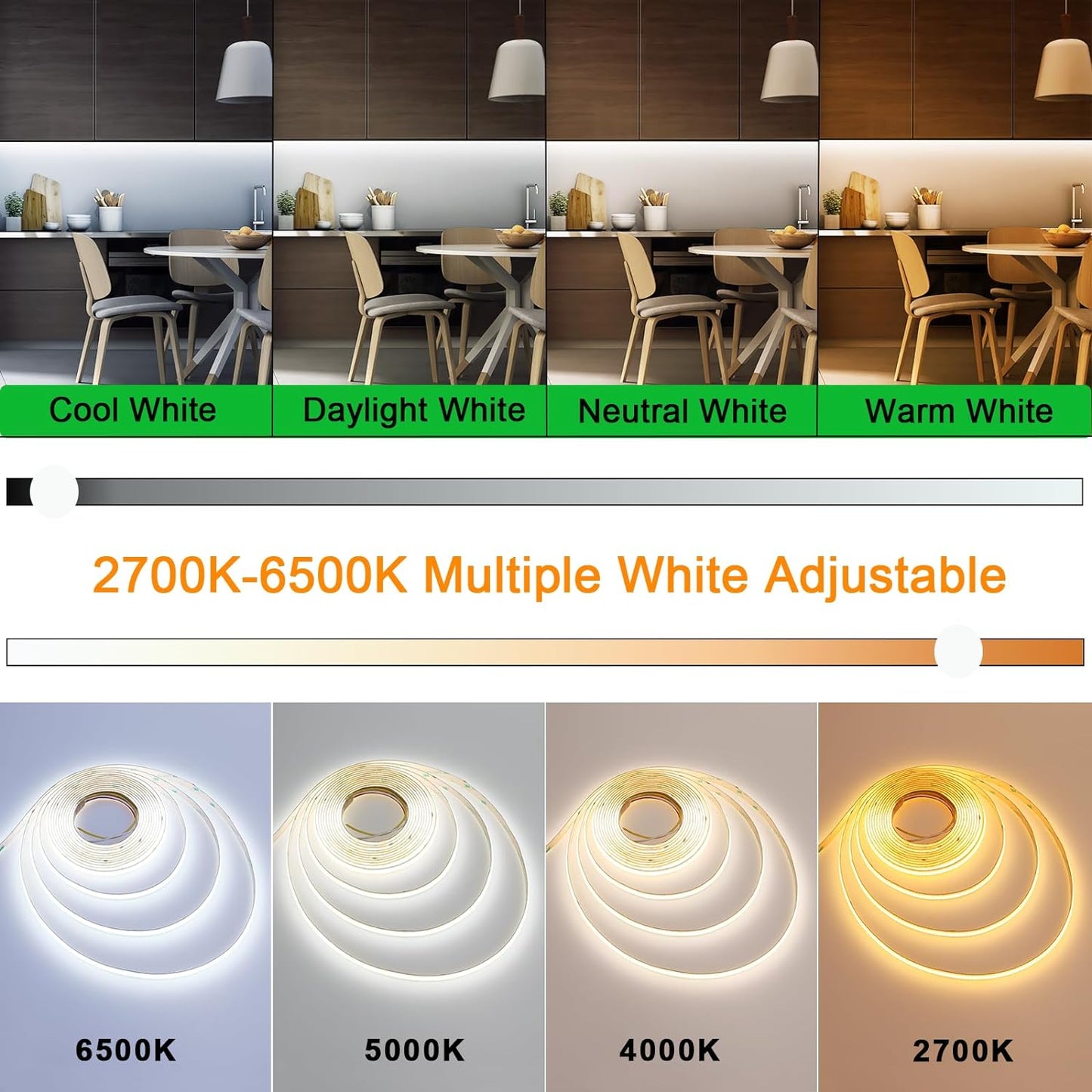 LED COB DOUBLE ROW STRIP LIGHT 3000K 7.7W PER FT