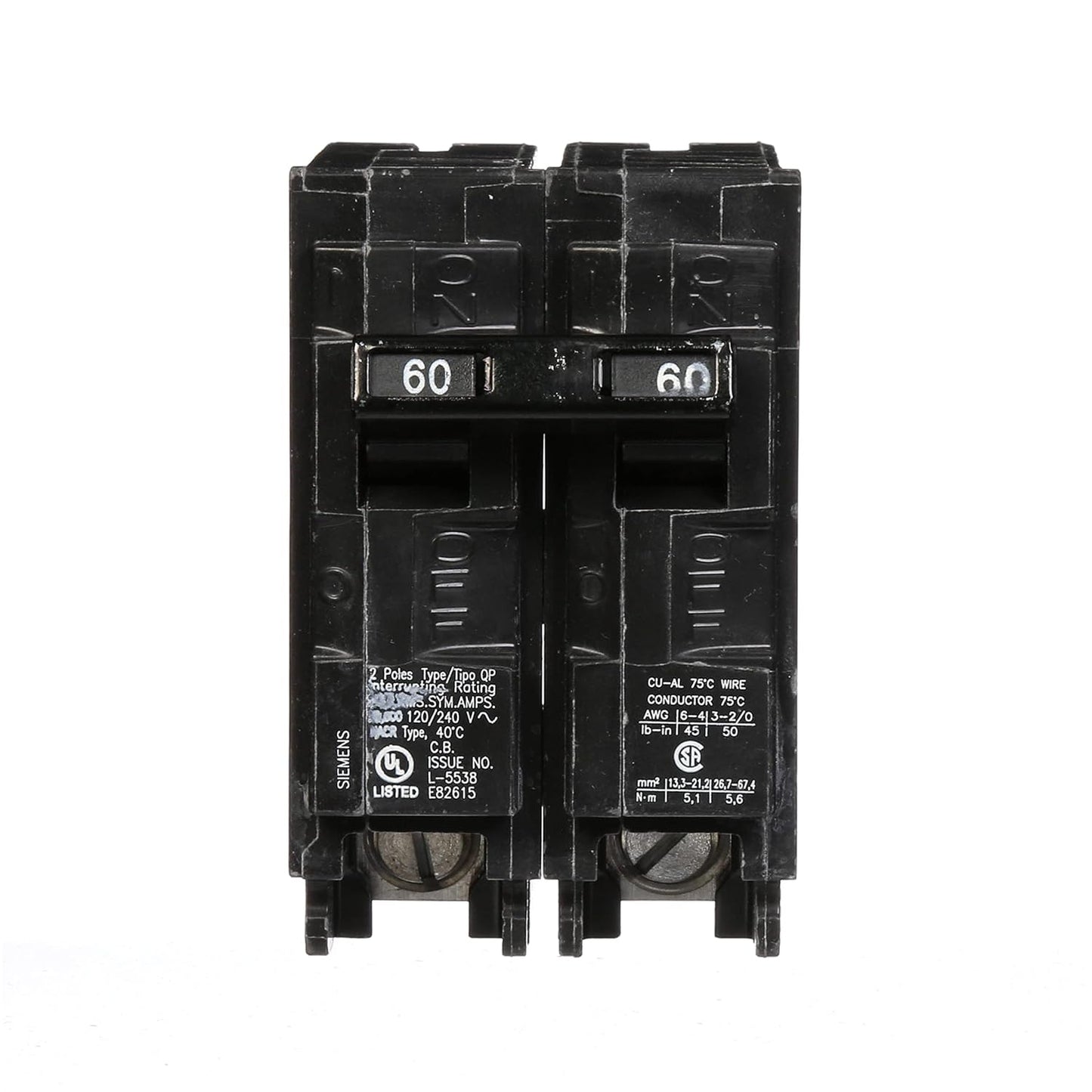Breakers 60 A Q260 double Pole QP
