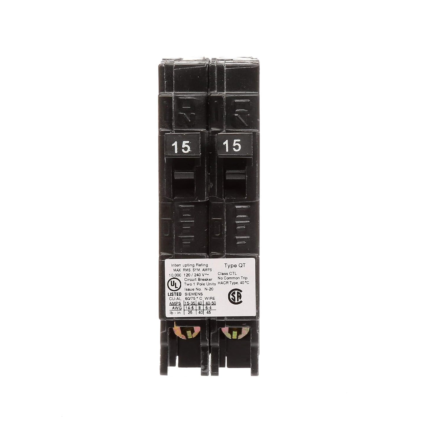 Breakers 15-15 A Siemen Q1515  Duplex Pole QP