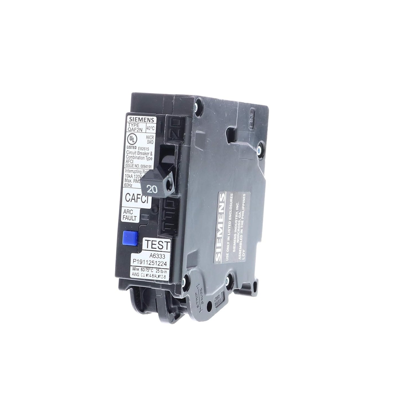 1-Pole Combination Type Arc-Fault Circuit Breaker (120V, 20A) QA120AFCN