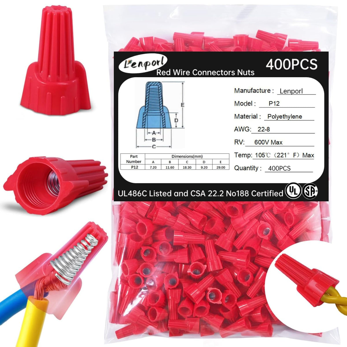 WIRE NUT BAG RED