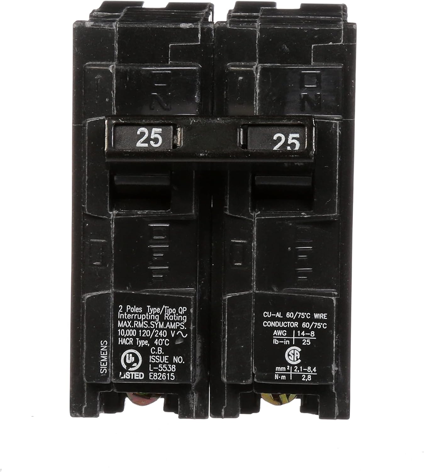 Breakers 25 A Siemens Q225 double Pole QP