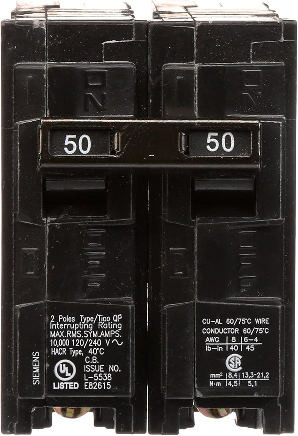 Breakers 50 A Q250 double Pole QP